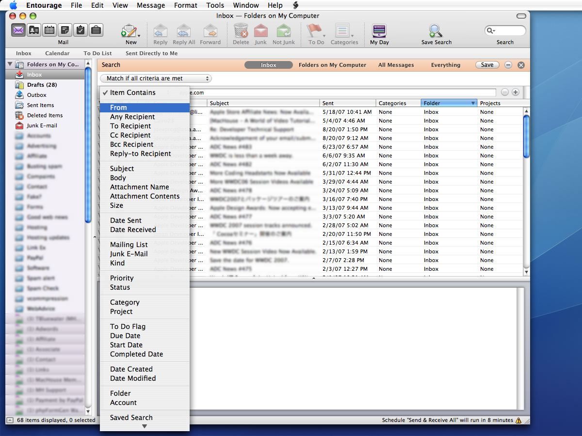 Microsoft Office Entourage 2008 for Mac