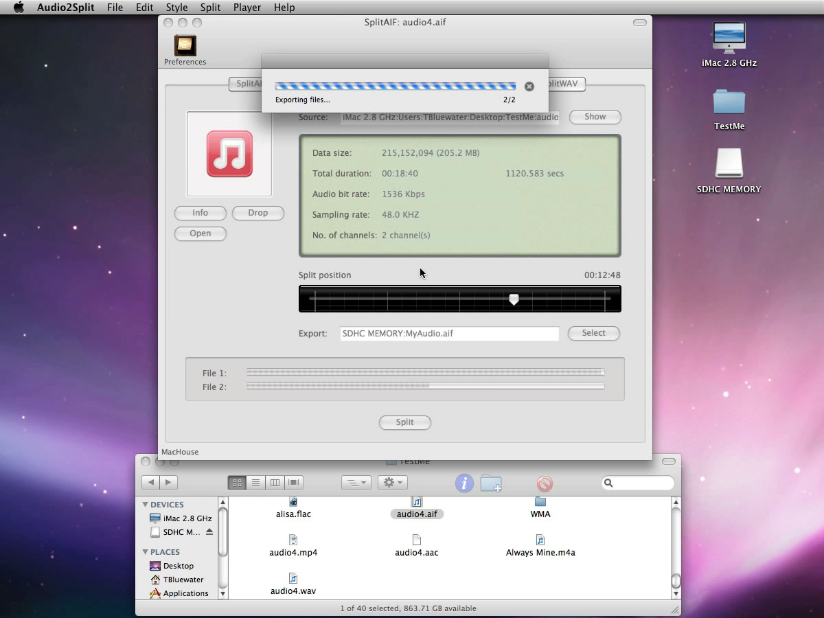 Mac software Audio2Split